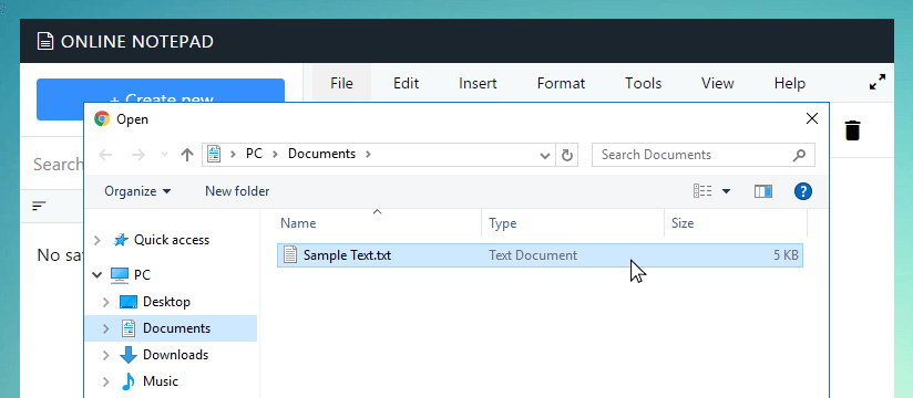 Open file dialog in Toolseo